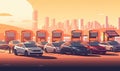 Eco-friendly commute: electric cars charging on company parking lot Creating using generative AI tools