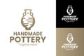Minimalist Handmade Pottery Logo with Pot and Lines Design Royalty Free Stock Photo