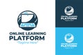 Creative and Professional Online Learning Platform Logo with Laptop and Graduate Hat Royalty Free Stock Photo