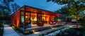 Eco-Friendly Container Home at Twilight. Concept Container Home, Eco-Friendly, Sustainability,