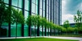 Eco friendly Corporate building outer view, healthy corporate Office green environment. Royalty Free Stock Photo