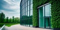 Eco friendly Corporate round building outer view, Green tree and sustainable glass building for reduce. Royalty Free Stock Photo