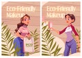 Eco friendly cosmetics cartoon ads posters, beauty