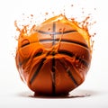 Eco-friendly Craftsmanship: Basketball Ball Splashed In Orange Liquid