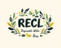 Eco-friendly design featuring REECL logo surrounded by vibrant nature elements and greenery