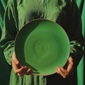 Eco-friendly dining experience with a vibrant green plate