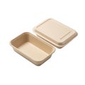 Eco-friendly disposable rectangular food container with lid made of biodegradable material Royalty Free Stock Photo