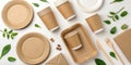 Eco-Friendly Disposable Tableware Flatlay Royalty Free Stock Photo