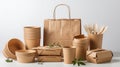 Eco friendly disposable tableware made of paper and recycled materials Royalty Free Stock Photo