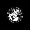 Eco friendly earth logo isolated on dark background