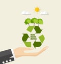 ECO FRIENDLY. Ecology concept with Recycle symbol and tree. Vector illustration. Royalty Free Stock Photo