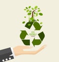 ECO FRIENDLY. Ecology concept with Recycle symbol and tree. Vector illustration. Royalty Free Stock Photo