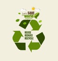 ECO FRIENDLY. Ecology concept with Recycle symbol. Vector illustration. Royalty Free Stock Photo