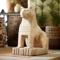 Eco-friendly Egyptian Style Stone Statue With Mischievous Feline Motif