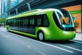 Eco-friendly electric bus in the city.Sustainable mobility the future of green transportation