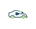 Eco Friendly Electric Car with Plug Logo Design.