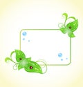 Eco friendly frame with green leaves and ladybugs Royalty Free Stock Photo