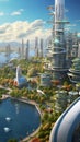 Eco Friendly Futuristic City Concept Illustration