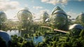 Eco Friendly Futuristic City Concept Illustration