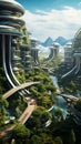 Eco Friendly Futuristic City Concept Illustration