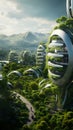 Eco Friendly Futuristic City Concept Illustration