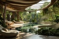 Eco-Friendly Futuristic Villa with Natural Outdoor Swimming Pool - AI Generated