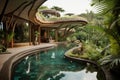 Eco-Friendly Futuristic Villa with Natural Outdoor Swimming Pool - AI Generated