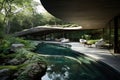 Eco-Friendly Futuristic Villa with Natural Outdoor Swimming Pool - AI Generated