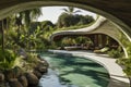 Eco-Friendly Futuristic Villa with Natural Outdoor Swimming Pool - AI Generated