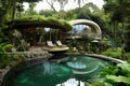 Eco-Friendly Futuristic Villa with Natural Outdoor Swimming Pool - AI Generated
