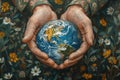 Eco-friendly gesture: hands supporting the planet Royalty Free Stock Photo