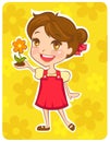 Eco-friendly girl hold a flower Royalty Free Stock Photo