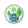 Eco-Friendly Global Communication Logo with Leaves and Globe Royalty Free Stock Photo