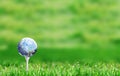 Eco-friendly Golf Course With Ball in the Shape of Planet Earth on Tee Royalty Free Stock Photo