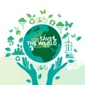 World Environment concept. Let`s Save the World Together vector illustration Royalty Free Stock Photo