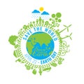 Eco Friendly, green energy concept, vector illustration. Earth day Royalty Free Stock Photo