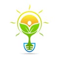 Eco friendly green idea bulb logo