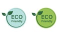 Eco Friendly Green Stamp Set. Ecological Organic Plant Symbol. Bio Plant Emblem. Environmental Conservation Label