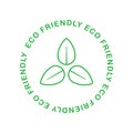 Eco friendly green symmetrical tree leaf badge. Design element for packaging design and promotional material. Vector