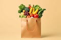 Eco-Friendly Grocery Bag with Fresh Produce Mockup GenerativeAI Royalty Free Stock Photo