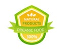 Eco-friendly 100 guaranteed natural products, food market, farm, biological label. Royalty Free Stock Photo