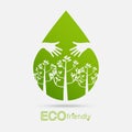 Eco friendly hands hug concept green tree.Environmentally friend