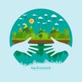 Eco friendly hands hug concept green tree.Environmentally friend Royalty Free Stock Photo