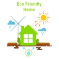 Eco friendly home illustration design. renewable and clean energy illustration design concept Royalty Free Stock Photo