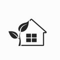 Eco friendly home line icon. environment and eco building symbol. house and abstract tree Royalty Free Stock Photo