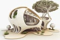 Eco friendly homes of the future on white background.