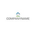 Eco friendly house in gray, blue and green. Ready logo