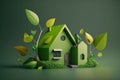 Eco friendly house with green environmental background. Generative Ai Royalty Free Stock Photo