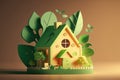 Eco friendly house with green environmental background. Generative Ai Royalty Free Stock Photo