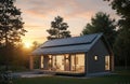 Eco-Friendly House With Sunset Light Royalty Free Stock Photo